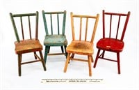 Set of (4) Wooden Spindle Back Doll Chairs
