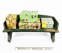(4) Child's Boxes & Child's/Doll Buggy Style Seat