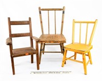 (3) Child/Doll Wooden Chairs
