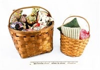 Vintage Basket of Cloth Stuffed Animals and Basket