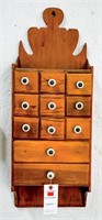 Pine Wall Mount Spice Cabinet with Porcelain Pulls