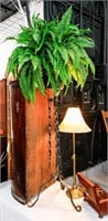 Iron Twisted Base Fern Stand with Copper Flower