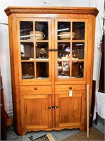 Early American Maple Corner Kitchen Cabinet -