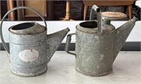 (2) Galvanized Watering Cans 15.5” Tall