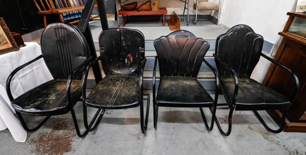 4 Vintage Metal Lawn Chairs