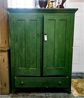 Primitive 1 Piece Kitchen Cabinet (Painted Green)