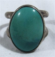 STERLING ROUND TURQUOISE RING SIZE 6.5 * 8.2 GRAMS