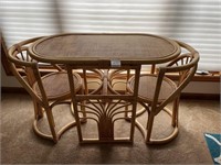 COMPACT BAMBOO BISTRO TABLE AND TWO CHAIRS