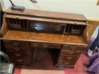 MODERN CHERRY FINISH ROLL TOP DESK