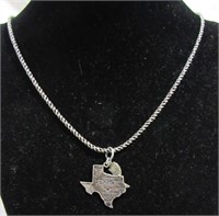 STERLING TEXAS MAP PENDANT*BRAIDED STERLING CHAIN