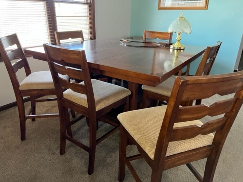 Kitchen Table 54", 1 Leaf, 6 Chairs