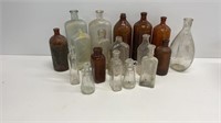 (18) vintage amber and clear apothecary bottles