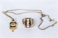 1964 Men's Gold Ring and Gold Elmhurst Pendant