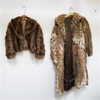 Pair of faux fur coats, one marked Revillon