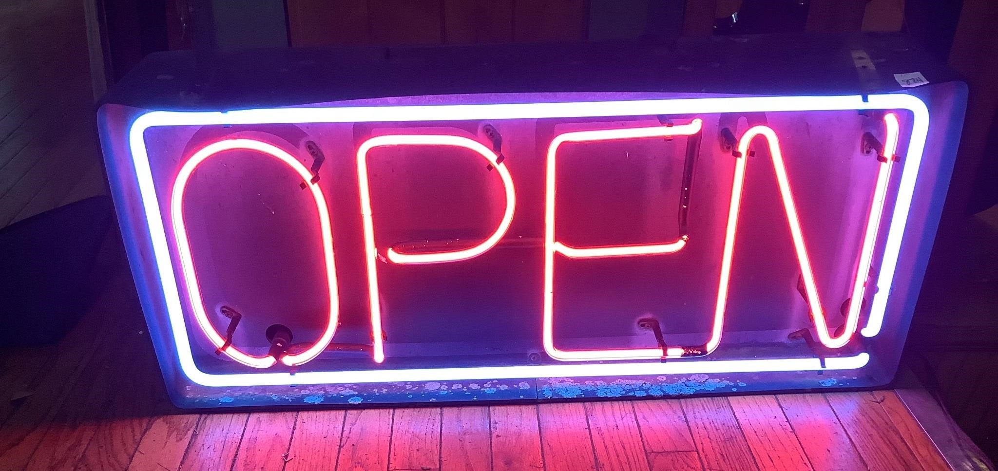 Neon Open Sign from Outside