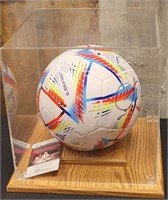 N - AUTOGRAPHED SOCCER BALL W/ DISPLAY CASE &COA