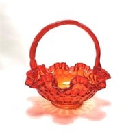 Vintage Glass: Fenton Thumbprint Basket Orange