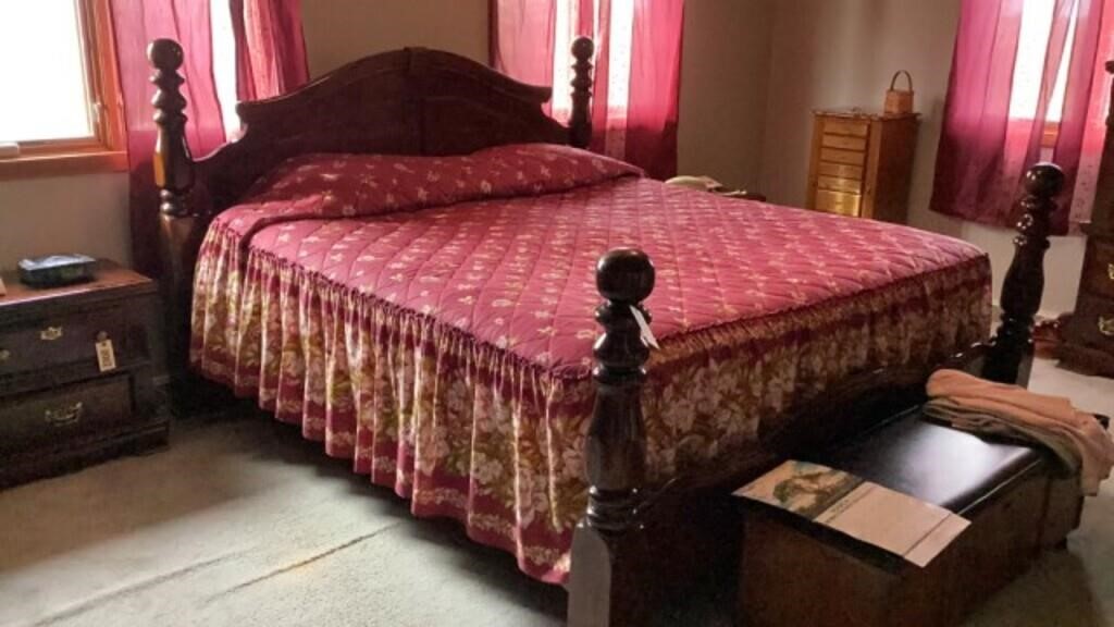 King Size Bed w/ Mattress and Box Spring