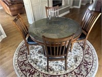 Glass Top Table & 4 Chairs & Rug