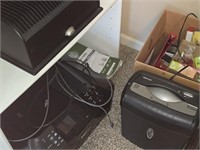 Printer, paper shredder and misc office supplies