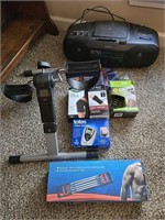 Pedal Exerciser, resistance bands and CD player