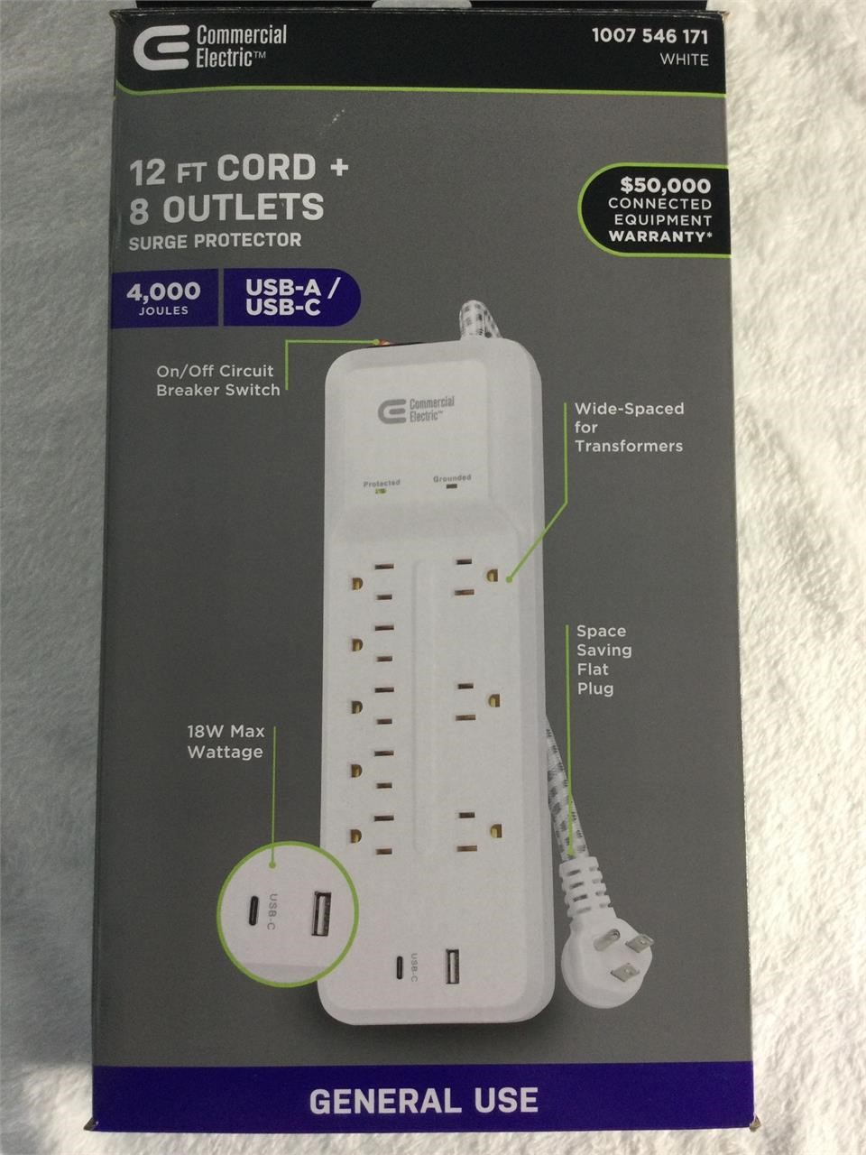 CE 12’ 8outlet surge protector