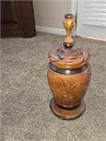 Vintage hand turned carved wood vase