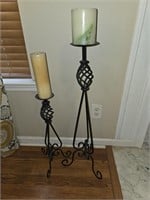 Cast iron candle holders 22 and 32 inches tall