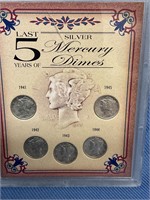 Silver Mercury Dime 1941,42,43 ,44,45