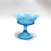 Vintage Glass Fenton Blue Ruffle Compote