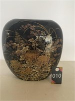 Gold Floral Porcelain Vase 8"H
