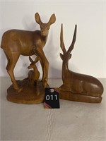 Wood Deer Figurines 8"H