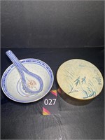 Chinese Bowl with Spoon & Misc