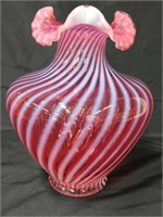 Large Fenton "Optic Swirl" 11" T vase