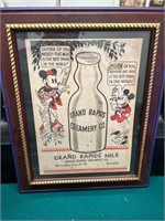 Mickey & MInnie Mouse Dairy Sign Framed