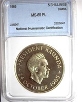 1965 5 Shillings NNC MS69 PL Zambia