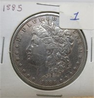 1885 Morgan silver dollar