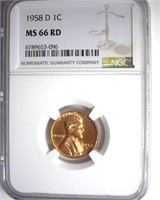 1958-D Cent NGC MS66 RD
