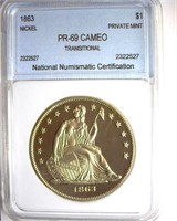 1836 $1 NNC PR69 CAM Transitional Nickel Copy