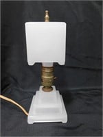 1920's art deco opaque milk glass boudoir lamp