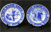 Antique Flow Blue 10 1/4" plates, X's the MONEY