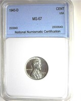 1943-D Cent MS67 LISTS $200