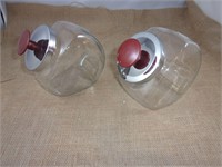 2 Small Vintage Glass Counter Display Candy Jars