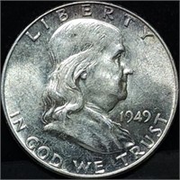 1949 Franklin Silver Half Dollar Gem BU FBL