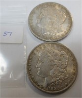 2 - 1885-O Morgan silver dollars