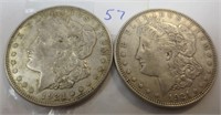 2 - 1921-D Morgan silver dollars
