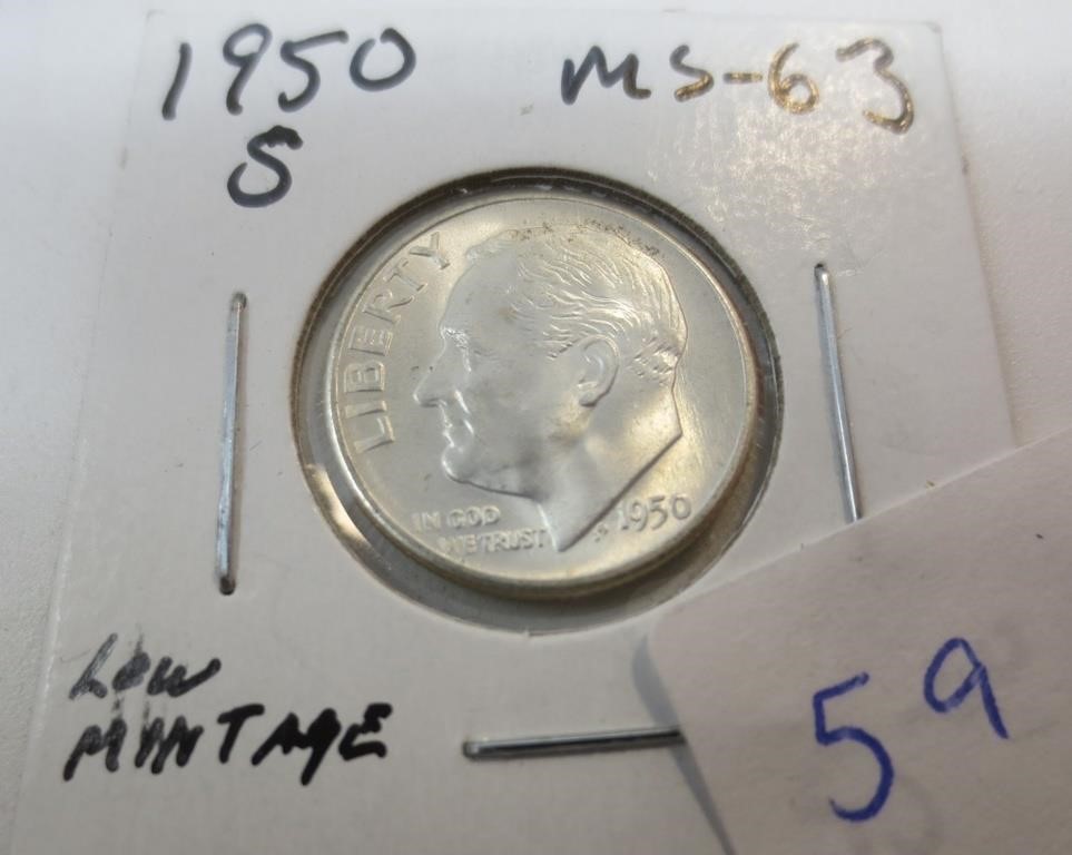 1950-S Roosevelt silver dime