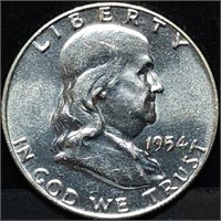 1954-D Franklin Silver Half Dollar Gem BU