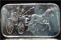 Vintage 1 Troy Oz .999 Silver Horse & Buggy Bar