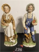 Homoco Porcelain Farmer & Wife Figurines